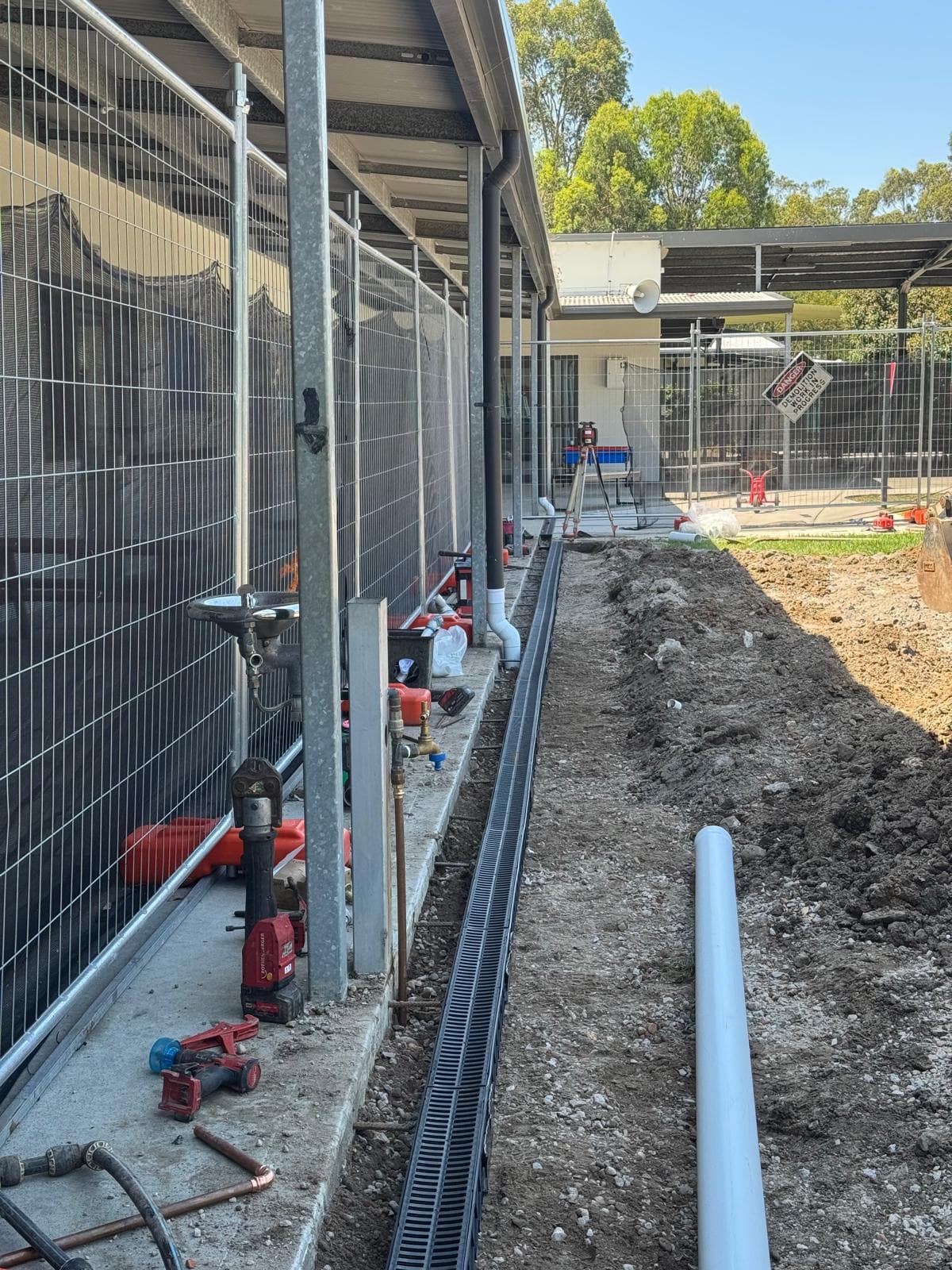 Drainage channel and fencing works