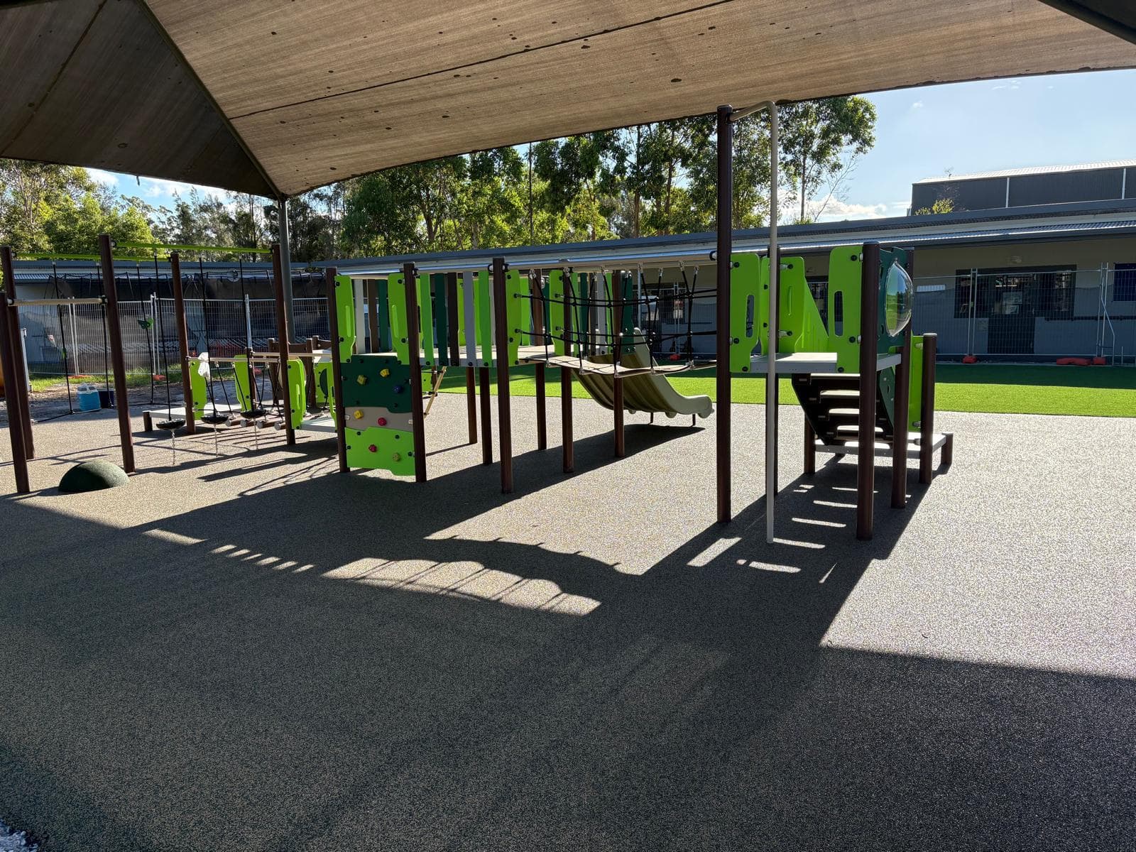 Completed playground under shade sails
