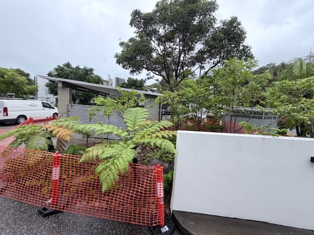 Retaining wall works in progress