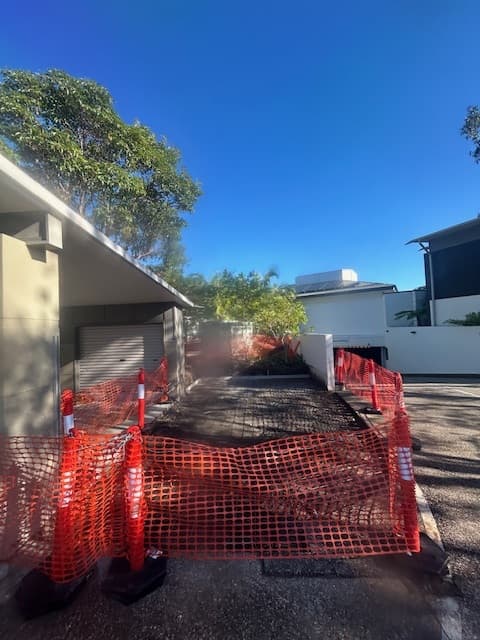 Excavated area prepared for concrete works